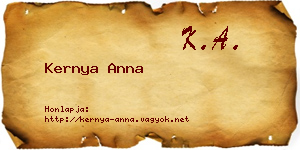 Kernya Anna névjegykártya